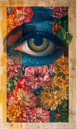 a large piece of artwork with multiple different things in it