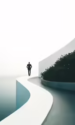 a man is walking away from the water