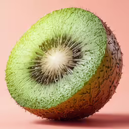 there is a kiwi fruit with two slices cut off