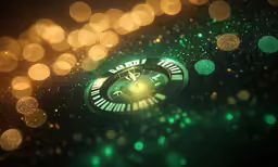a close up of a clock with boke