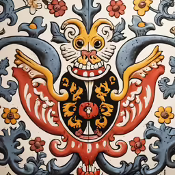 an ornate bird with a large, yellow and orange beak