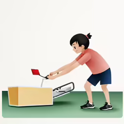 a woman uses a bike to do a hand stand
