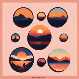 a bunch of different artwork pieces together,a painting showing the various views in this image