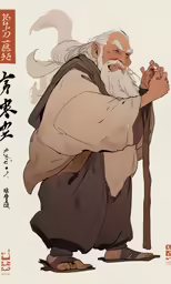 an illustration of a man holding a staff