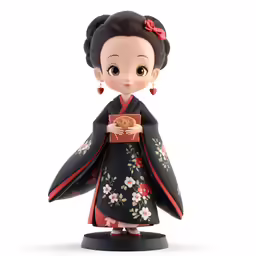 a figurine that has an asian girl holding food