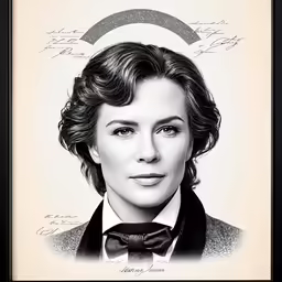 a black and white portrait of actress elizabeth moore