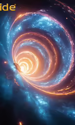 there is a spiral in the sky with blue and orange swirlings