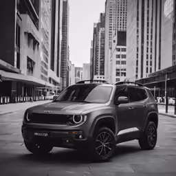 the jeep compass is on a city street