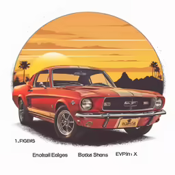the old mustang mustang with orange background