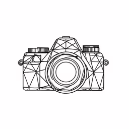 a camera that is drawn with black lines