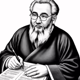 a portrait of professor with glasses and a beard holding a piece of paper