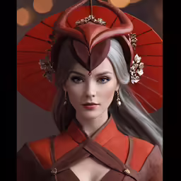 the woman with gray hair is wearing red