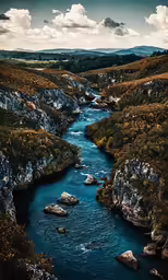 an aerial view of the water that surrounds a canyon