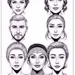 a drawing with four heads of different people