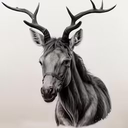 this is a photo of a black and white deer
