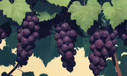 some grapes are growing near the leafy branches