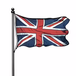 the united kingdom flag waving on top of a pole