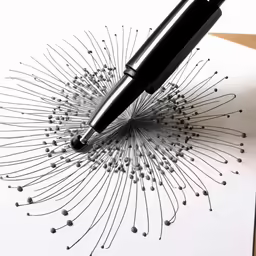 a pen on top of an illustrated spiral notepad