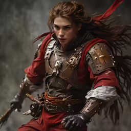 a girl in a armor with a sword
