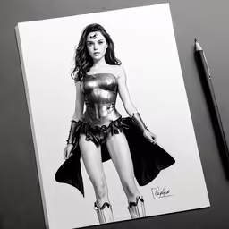a drawing of a woman dressed as wonder