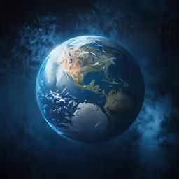 the earth from space on a dark background