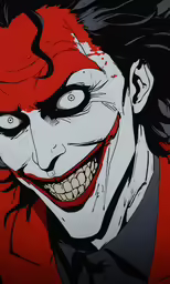 a drawing of a joker with red hair and make - up