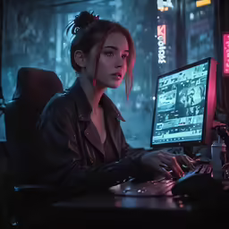 an image of a girl at the computer screen
