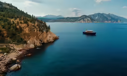 there is a large boat in the water