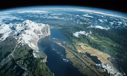 a view from space shows a mountain range