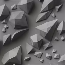 multiple gray sculptures laying on top of each other