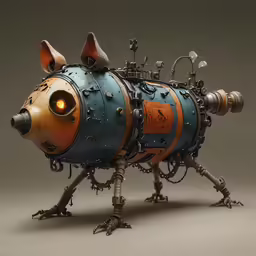 a small, brightly lit up dog made from metal pipes
