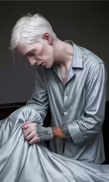 the man is wearing an unusual dress coat