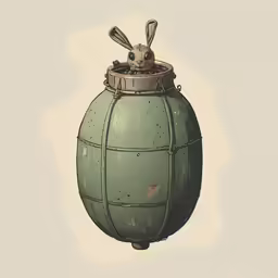 a cartoon picture of a green egg with a rabbit head in the top