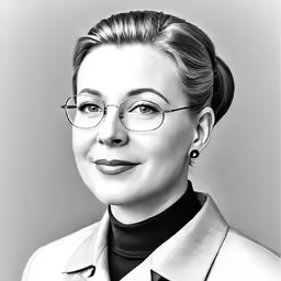 a woman is wearing glasses and smiling for the camera