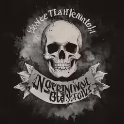 a black and white photo with a skull on it