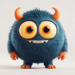 an ugly looking cartoon monster with horns and big eyes