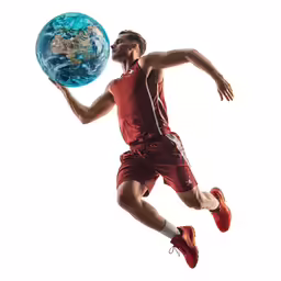 a man is holding up the earth above his head