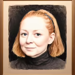 a painting of a young woman with red hair