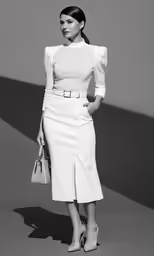 a woman is standing with her hand on her hip