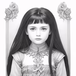 a drawing of a little girl with long hair
