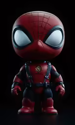 the character deadpool stands on a black background
