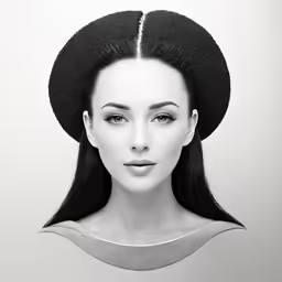 a woman with long hair and a hat is wearing black