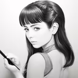 a woman with long hair using her phone