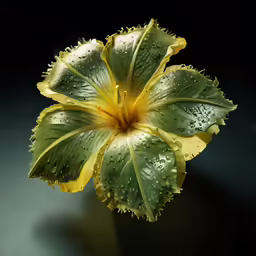 a closeup of some yellow flowers with water droplets