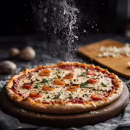 a pizza that has been fried and sprinkled with spices