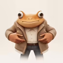 a frog wearing a coat and a button down shirt