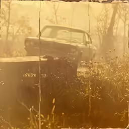 old dirty cars parked in a field of weeds