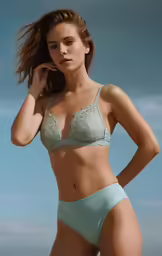 a model wears the lace bralette for her image shoot