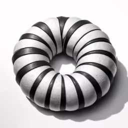 an image of a black and white doughnut