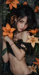 a naked woman with big breasts and dark hair